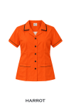 เสื้อแม่บ้าน/พ่อบ้าน แขนสั้น สีส้มกุ๊นดำ ปกฮาวาย กระเป๋าหน้า 2 ข้าง