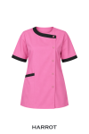 เสื้อแม่บ้าน/พ่อบ้าน แขนสั้น สีชมพูคอป้าย แต่งสีดำ