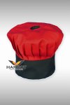 หมวกเชฟสากล สีแดง-ดำหัวปิด