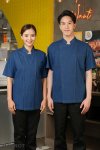 เสื้อเชฟ แขนสั้น ยีนส์ฟอก กระดุมแป๊ก