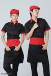 เสื้อพนักงานเสิร์ฟ สีดำ ปกคอแดง
