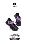รองเท้านักเรียนอนุบาลหญิง Y-Roon x Kuromi ลิขสิทธิ์แท้ หนังสีดำ พื้นม่วง ลายคุโรมิ รุ่น Y666