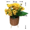 ดอกทานตะวันปลอมดอกไม้ประดิษฐ์ในตะกร้าสานขาไม้ Artificial sunflower in basket with wooden stand