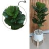 ต้นไทรใบสักปลอมในกระถางเบลล่าพร้อมขาตั้งไม้ Artificial Fiddle Leaf Fig tree