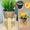 ตะกร้าหวาย 5 นิ้วพร้อมขาตั้งไม้กระถางสำหรับต้นไม้ปลอมประดิษฐ์ 5-inch wicker basket with wooden stand