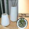แจกันพลาสติกสีขาว พร้อมโฟมและหิน White minimalist plastic vase