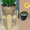 ตะกร้าหวาย 5 นิ้วพร้อมขาตั้งไม้กระถางสำหรับต้นไม้ปลอมประดิษฐ์ 5-inch wicker basket with wooden stand