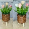 ดอกทิวลิปปลอมดอกไม้ประดิษฐ์ในตะกร้าสานหวายเทียม (พลาสติก) Artificial Tulip in plastic basket