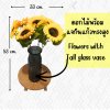 ดอกทานตะวันปลอมดอกไม้ประดิษฐ์ 6 ดอก แจกันแก้วทรงสูง Artificial Sunflowers