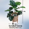 ต้นมอนสเตอร่าปลอมในตะกร้าหวาย ขาตั้งไม้ Artificial monstera plant in a wicker basket, wooden stand