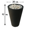 12 นิ้ว กระถางพลาสติกสีขาวทรงสูง มีหินและโฟม White tall plastic pot