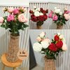 ดอกกุหลาบปลอมดอกไม้ประดิษฐ์ 5 กิ่งต่อช่อ แจกันหวายทรงสูง Artificial rose flowers