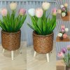 ดอกทิวลิปปลอมดอกไม้ประดิษฐ์ในตะกร้าสานหวายเทียม (พลาสติก) Artificial Tulip in plastic basket