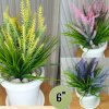 ช่อดอกลาเวนเดอร์ปลอมในกระถางพลาสติกสีขาว6นิ้วพร้อมจานรอง Artificial lavender in plastic pot