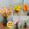 ดอกเดซี่ก้านปลอมดอกไม้ประดิษฐ์ 10 กิ่งต่อช่อ แจกันแก้วทรงสูง Artificial daisy flowers
