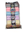 B-60008#ผ้าเช็ดหน้าลายทางเล็กคละสี 15*30 6ชิ้น /แพ็ค ราคา 15 บาท