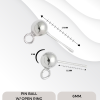 Pin ball open ring Ball 6 mm. + OPJR 100pcs/g.