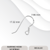 Earring hook with spring (Regular) R 17x8m. 1000pcs/340g.