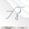 Earring hook with spring (Large) L 22x9m. 1000pcs/428g.