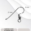 Earring hook w/ spring+ball 21x8m. 200pcs/114g.