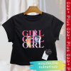 เสื้อครอปวัยรุ่น - เสื้อเอวลอย พิมพ์ลาย Girl face