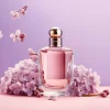 Bottle of perfume with flowers