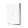 U6-IW : Wall-mounted WiFi 6 AP with 6 spatial streams and a built-in 4-port switch ideal for single-room coverage in hospitality environments