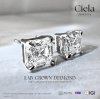 ต่างหูเพชรเม็ดเดี่ยว Asscher Cut Sqaure Emerald เพชร Lab Grown CVD น้ำ 100 VVS2 EXEX Certificate IGI Ciela Jewelry