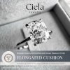 แหวนเพชรเม็ดเดี่ยว Hidden Halo Elongated Cushion Solitaire