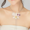 สร้อยคอชุบเงินดอกกล้วยไม้เดนโดรเบียมลายธงชาติไทย