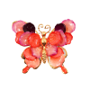 Clear-coated rose petel flower butterfly  brooch