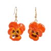 Clear-Coated Pansy Earrings