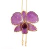 Clear-Coated & Gold Edges Dendrobium Orchid Adjustable Necklace