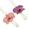 Clear-Coated & Gold Edges Dendrobium Orchid Adjustable Necklace