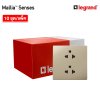 แพ็ค10 | Legrand ชุดเต้ารับคู่ 3 ขา มีม่านนิรภัย สีแชมเปญ รุ่นมาเรียเซนต์ | Mallia Senses | 281104CH
