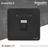 Schneider Electric เต้ารับคอมพิวเตอร์ 1ช่อง สีดำ | AvatarOn E, CAT6 DATA Socket with SHUTTER, | E8331RJS6_DG