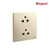 แพ็ค10 | Legrand ชุดเต้ารับคู่ 3 ขา มีม่านนิรภัย สีแชมเปญ รุ่นมาเรียเซนต์ | Mallia Senses | 281104CH
