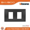 BTicino หน้ากากฝาครอบ ขนาด 2 ช่อง แบมบู สีดำ Cover Plate 2 Module Black รุ่น Bamboo | AE2202TGR