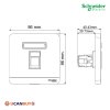 Schneider Electric เต้ารับคอมพิวเตอร์ 1ช่อง สีดำ | AvatarOn E, CAT6 DATA Socket with SHUTTER, | E8331RJS6_DG
