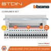 BTicino ชุดตู้คอนซูมเมอร์ยูนิต BTDIN 18 ช่อง (แบบเกาะราง) พร้อมเมนเบรกเกอร์ 2P 63A + เบรกเกอร์ลูกย่อย
