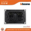 BTicino ชุดสวิตช์ทางเดียว 2 ช่อง สีดำ ฝาครอบสีขาว 1 WAY Switch 2 Gang Black, cover plate White | Living Now