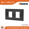 BTicino หน้ากากฝาครอบ ขนาด 2 ช่อง แบมบู สีดำ Cover Plate 2 Module Black รุ่น Bamboo | AE2202TGR