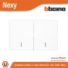 BTicino ชุดสวิตช์ทางเดียว ขนาด 2 ช่อง มีพรายน้ำ สีขาว 1 Way Switch 2 Gang White รุ่น Nexy