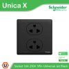 Schneider Electric เต้ารับคู่ 16A 250V 3 Pin Universal Jet Black รุ่น Unica X | NUX426UEST2_JB