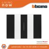 BTicino ชุดสวิตช์ทางเดียว 1 ช่อง สลับสีขาว-ดำ ฝาครอบสีดำ 1 WAY Switch 1 Gang Black-White, cover plate Black | Living Now