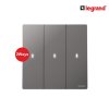 Legrand สวิตช์สองทาง 3 ช่อง สีเทาดำ มีไฟ LED 3G 2Ways 16AX Illuminated Switch | Mallia Senses | 281015DS