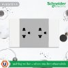 Schneider ชุดเต้ารับคู่ 3 ขา มีม่านนิรภัย สีเทา + หน้ากาก 3 ช่อง สีขาว รุ่น AvatarOn A | Ucanbuys