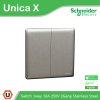 Schneider Electric สวิตช์ทางเดียว 16A 250V 2ช่อง Stainless Steel รุ่น Unica X | NUX32_1_SS
