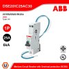 ABB DSE201 C25 AC30 Miniature Circuit Breaker with Overload protection (RCBO), Type AC, 1P, 25A, 6kA, 30mA, 240V