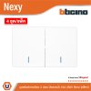 แพ็ค4 | BTicino ชุดสวิตช์ทางเดียว ขนาด 2 ช่อง มีพรายน้ำ สีขาว 1 Way Switch 2 Gang White รุ่น Nexy